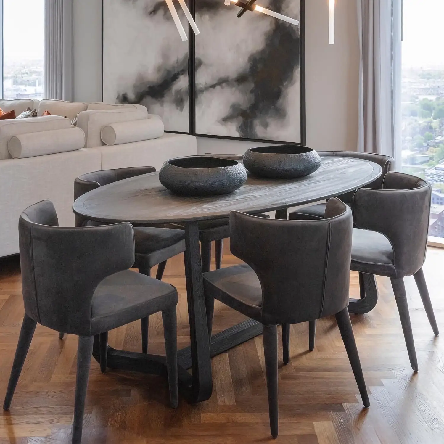 lifestyle project renmin oval dining table carbon oak 200 cm
