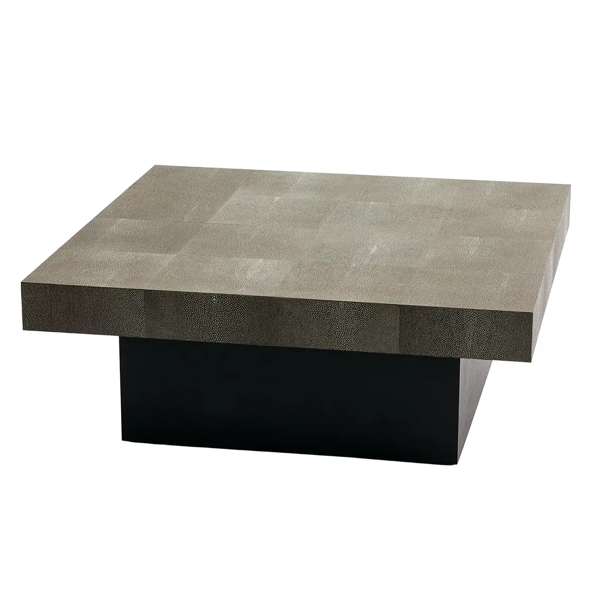 cube coffee table shagreen leather side up view