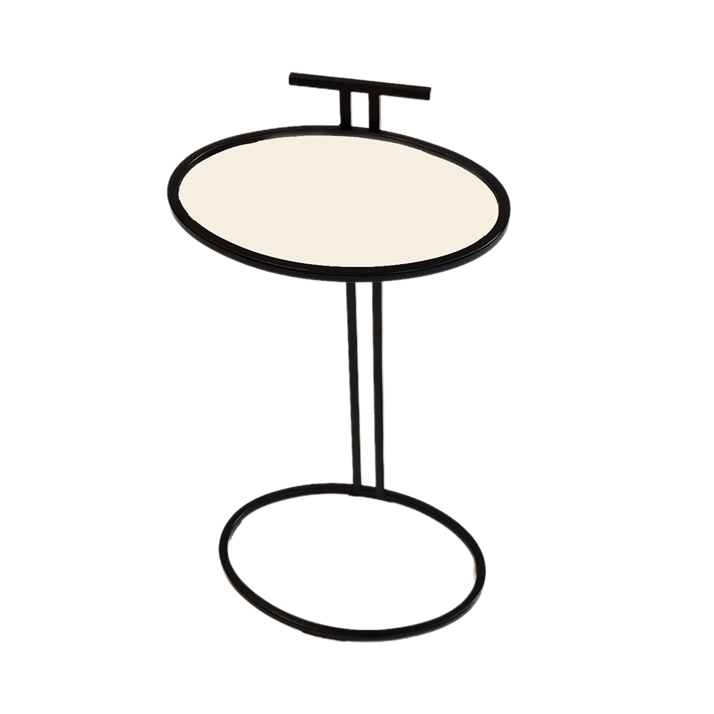cocktail table oval pumice leather detail 2