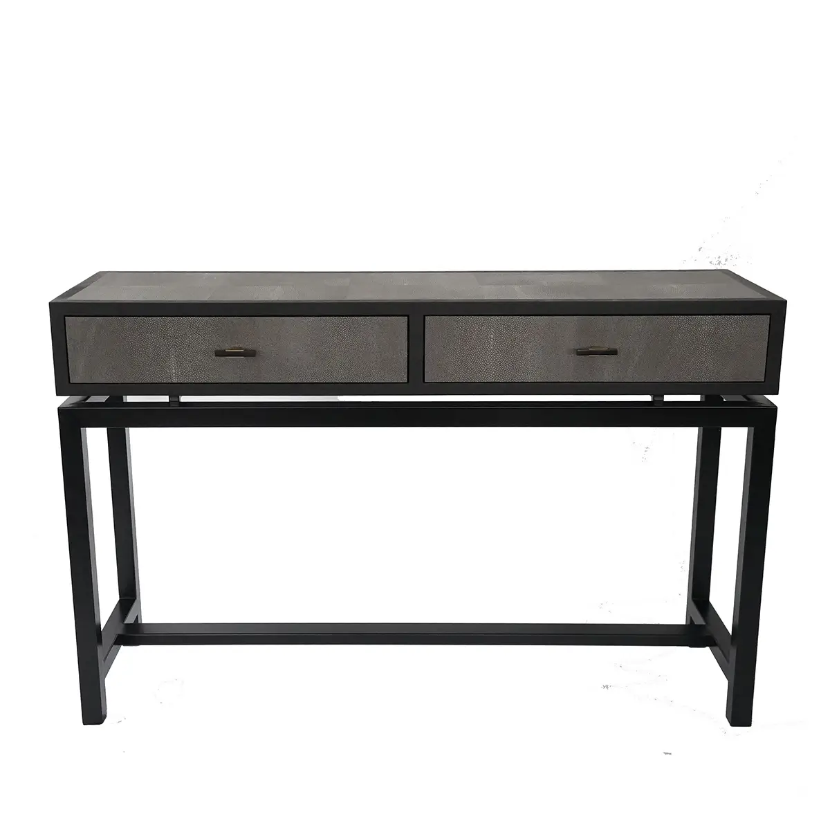 Bertie Console 2 Drawer Grey Shagreen Leather