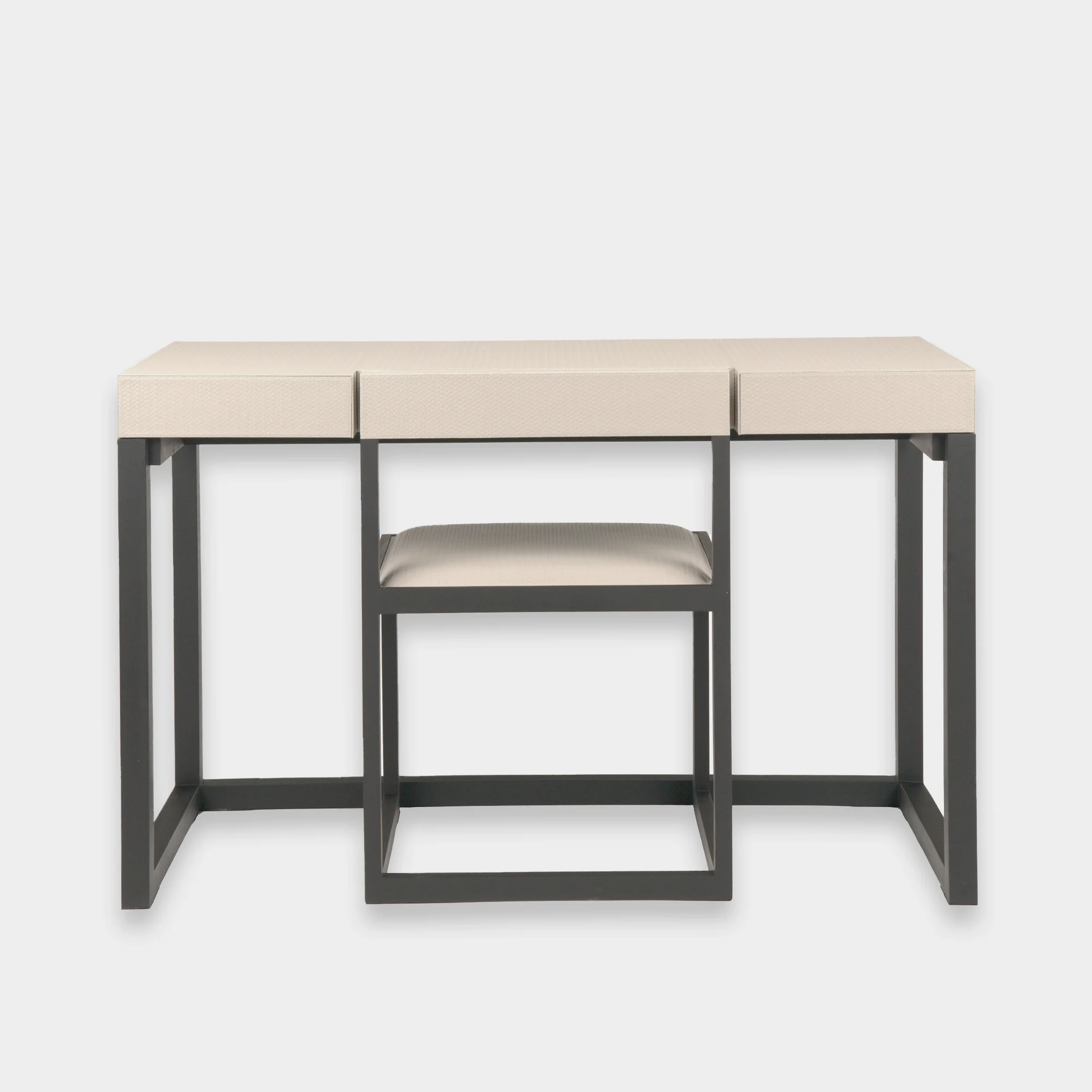Compact Desk and Chair Woven Pumice Leather 6