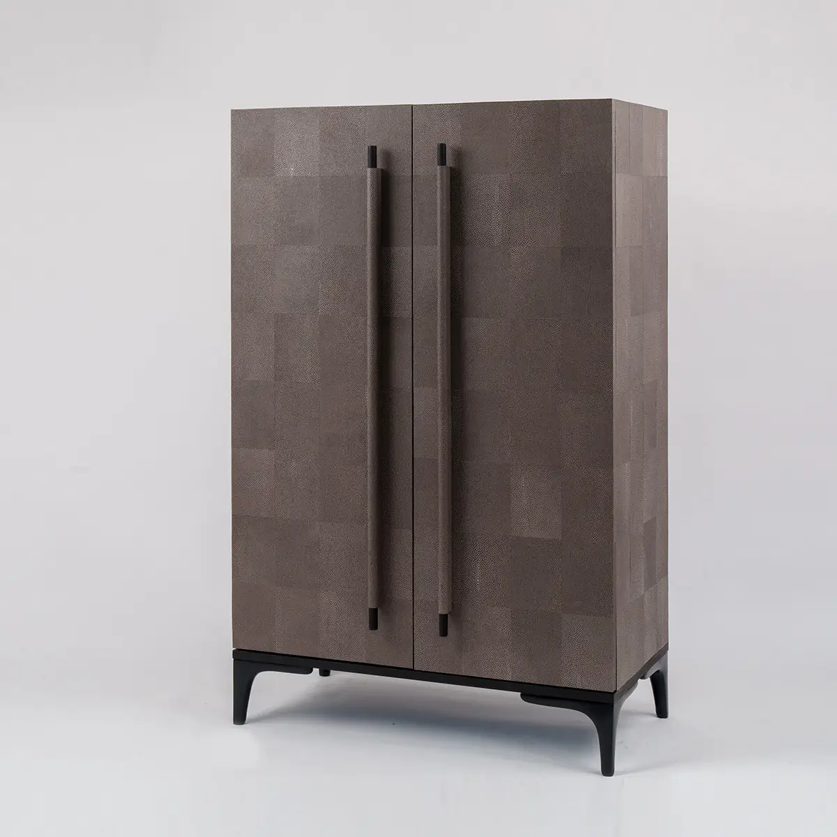 side luxe armoire grey shagreen leather