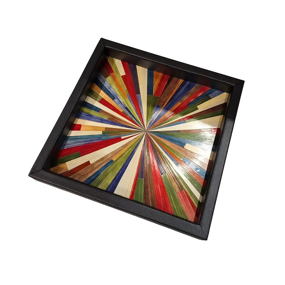 top view straw marquetry tray starbuts