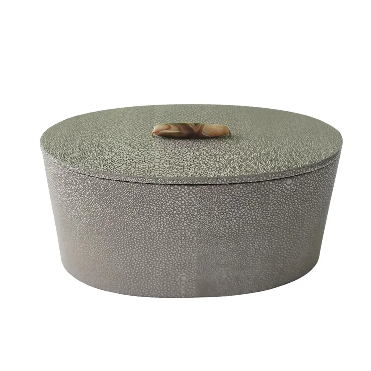 agate oval leather box large shagreen