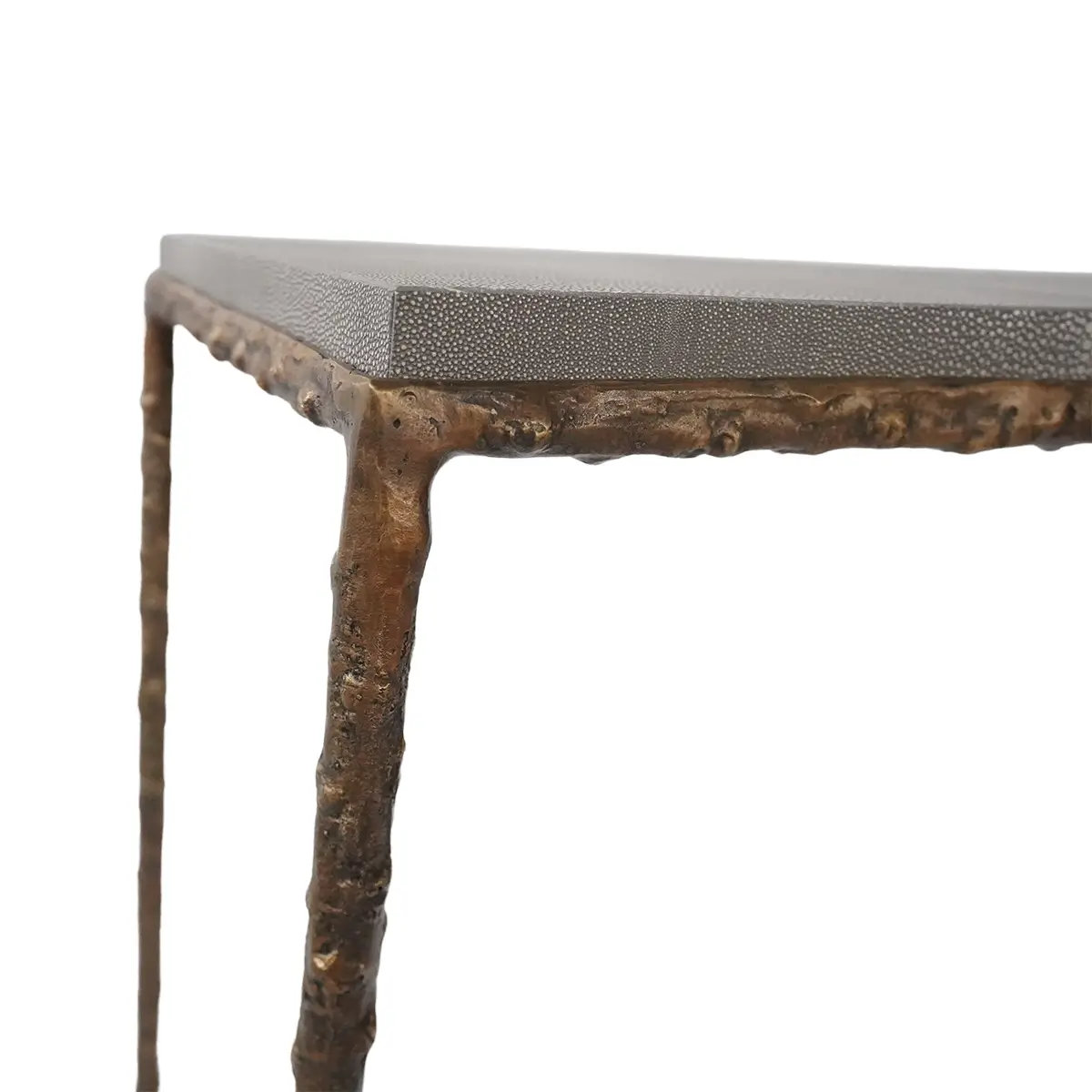 grey shagreen leather console