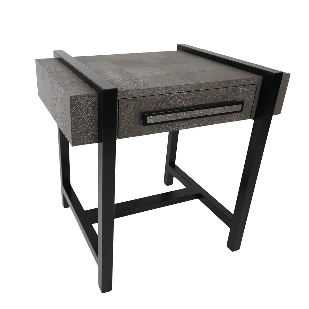 side slide side table grey shagreen leather