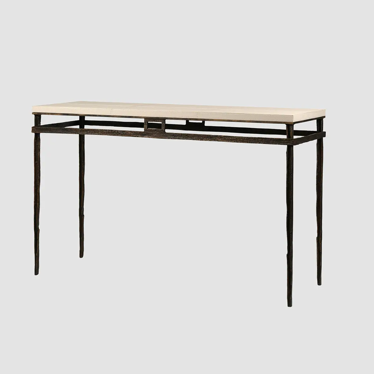 side wode console bronze dorato pumice leather