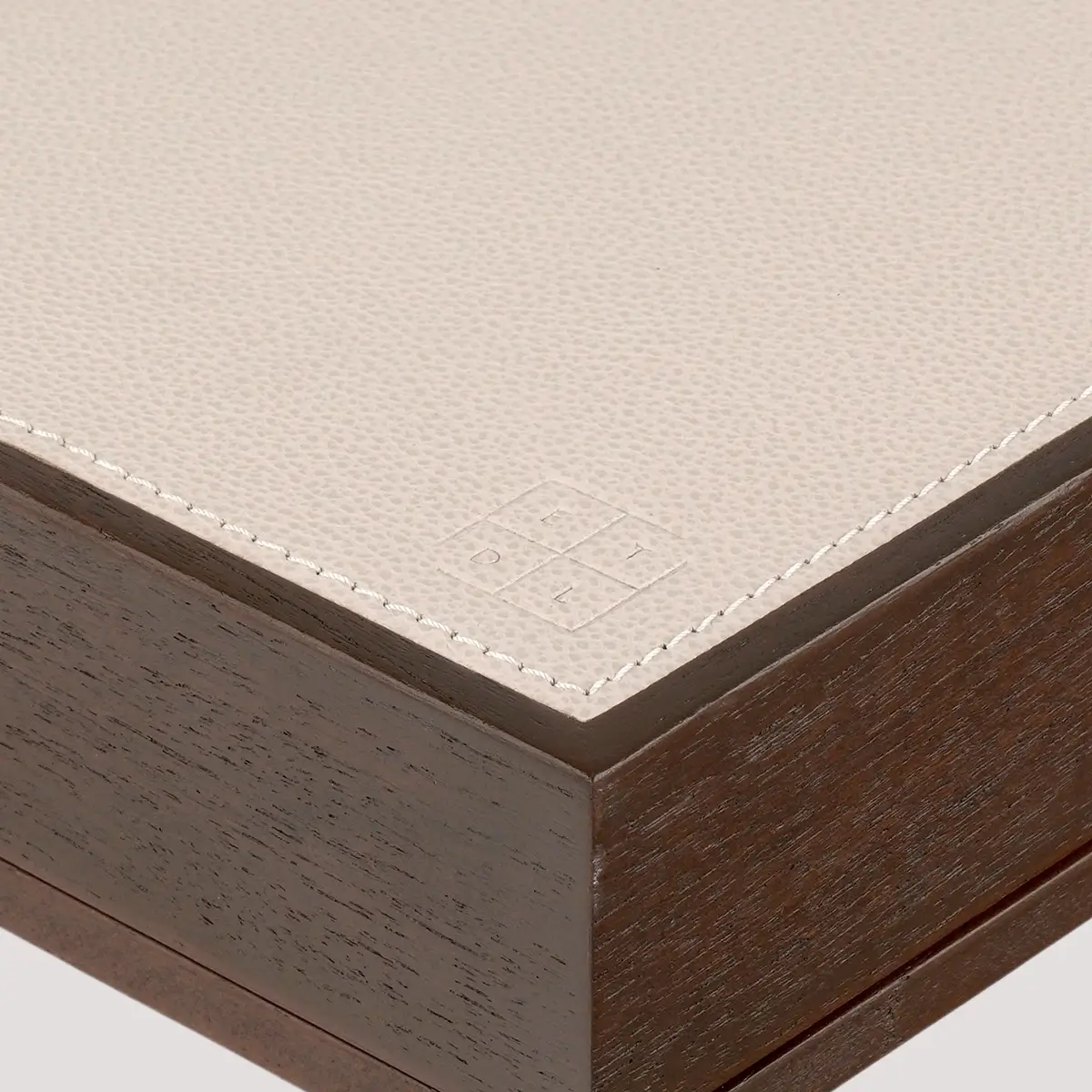 closeup tic tac toe box pumice leather