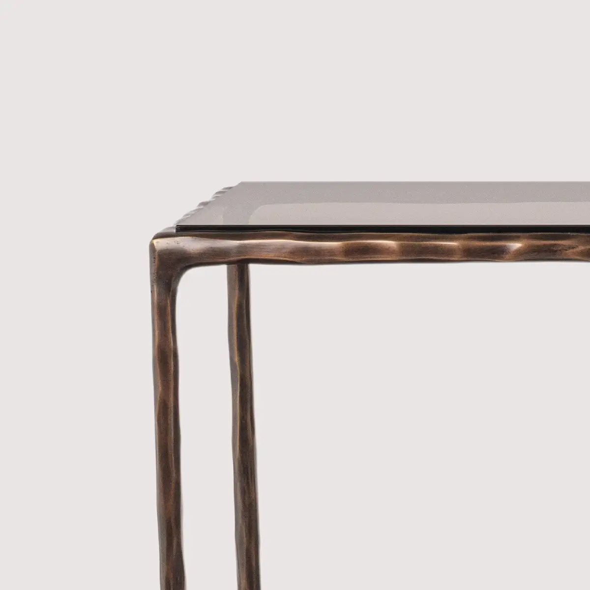 designer forged console bronze dorato